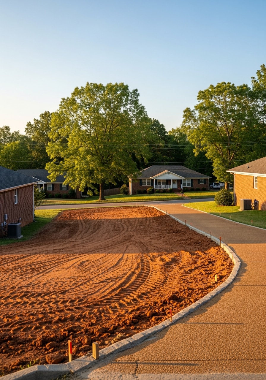 Residential lot in a Murfreesboro, TN neighborhood ready for grading and site work.